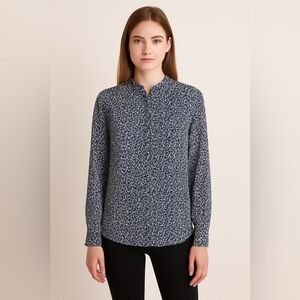 Lark & Ro Blue Floral Blouse Women’s 2 Long Sleeve Career Casual Preppy Modest